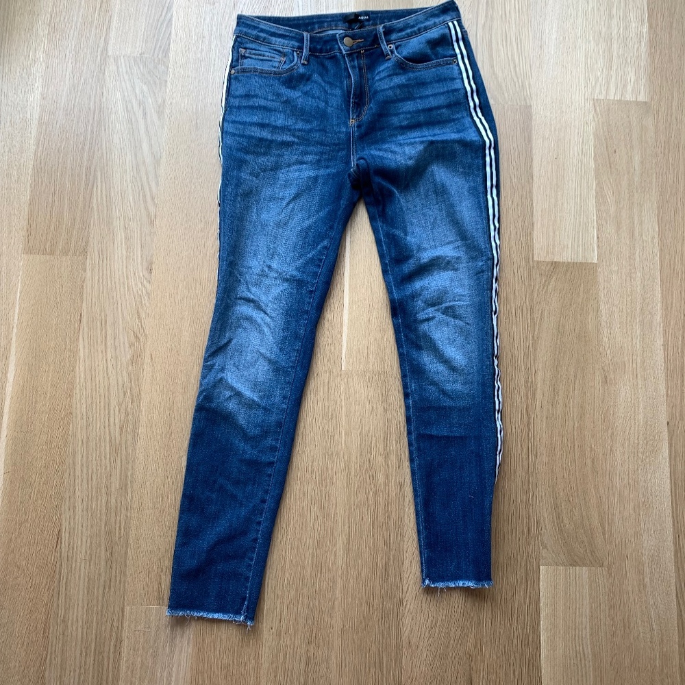 Aqua straight leg jeans with ribbon detail